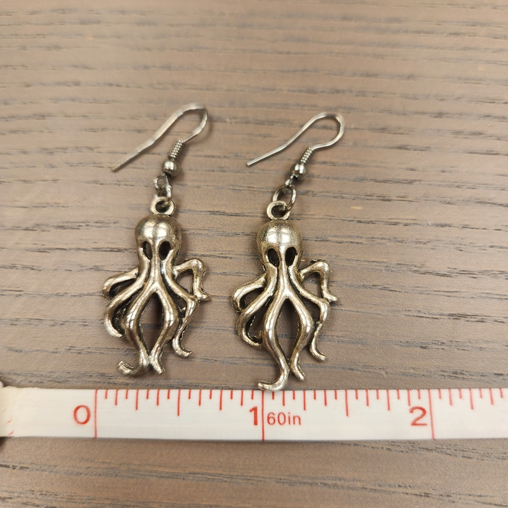 Silver octopus earrings